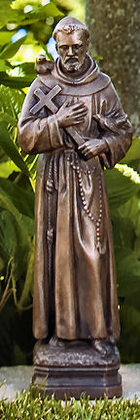 Saint Francis Garden Sculpture Cast Stone Hold Cross in Arms Statue